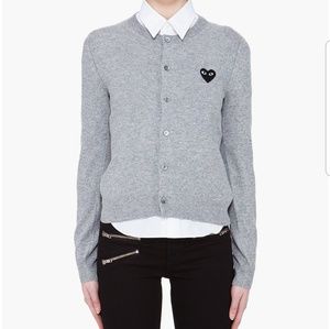 Comme des Garçons PLAY Grey Black Heart Cartigan